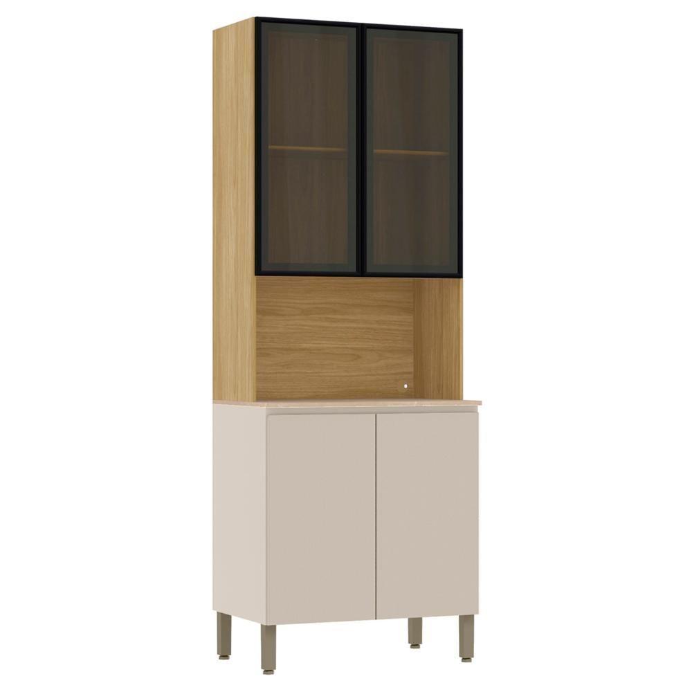 Paneleiro De Cozinha Portas De Vidro Minsk Vanilla/freijó Z06 - Mpozenato - 1