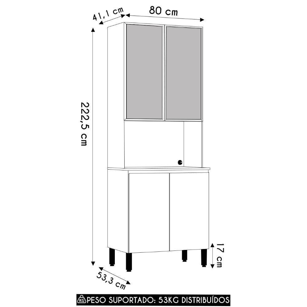 Paneleiro De Cozinha Portas De Vidro Minsk Vanilla/freijó Z06 - Mpozenato - 4