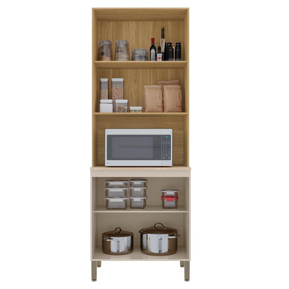 Paneleiro De Cozinha Portas De Vidro Minsk Vanilla/freijó Z06 - Mpozenato - 5