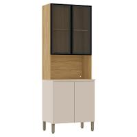 Paneleiro De Cozinha Portas De Vidro Minsk Vanilla/freijó Z06 - Mpozenato - 1