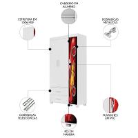 Guarda Roupa Infantil 89cm Com 3 Portas Carro Vermelho Z53 - Mpozenato - 3