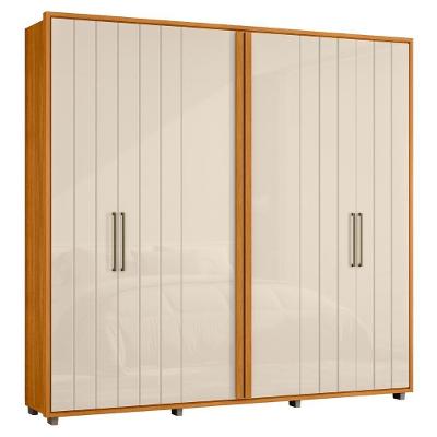 Guarda Roupa Casal Vibe Z10 6 Portas de Bater 4 Gavetas Off-Cinamomo MDF Mpozenato