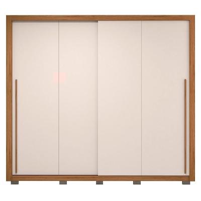 Guarda Roupa Casal Praticus 2 Portas de Correr 4 Gavetas Freijó-Off White MDF Caemmun