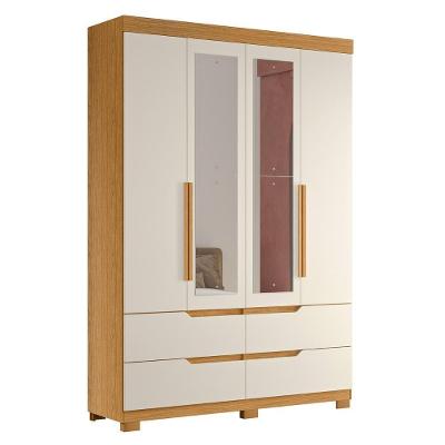 Guarda Roupa Solteiro 160cm Com Espelho Doble Cinamomo/off - Albatroz