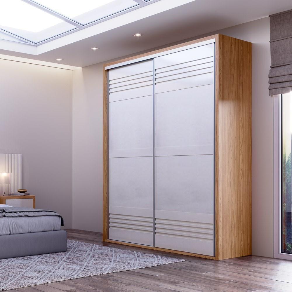 Guarda Roupa Solteiro 179cm 2 Portas De Correr 100% Mdf Tw601 Freijó/off White - Dalla Costa - 2