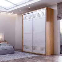 Guarda Roupa Solteiro 179cm 2 Portas De Correr 100% Mdf Tw601 Freijó/off White - Dalla Costa - 2