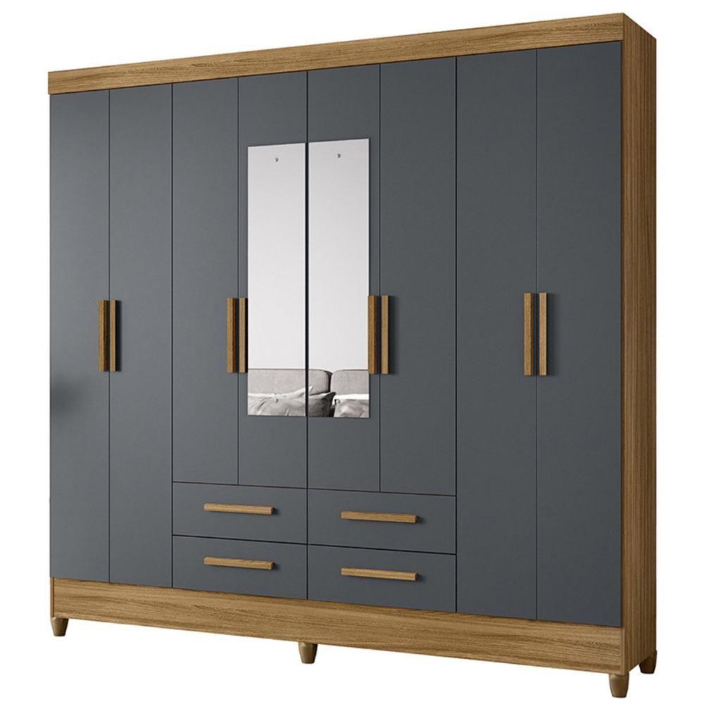 Guarda Roupa Casal 204cm Com Espelho Vitta Freijó/cinza Z17 - Mpozenato - 1