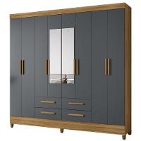 Guarda Roupa Casal 204cm Com Espelho Vitta Freijó/cinza Z17 - Mpozenato - 1