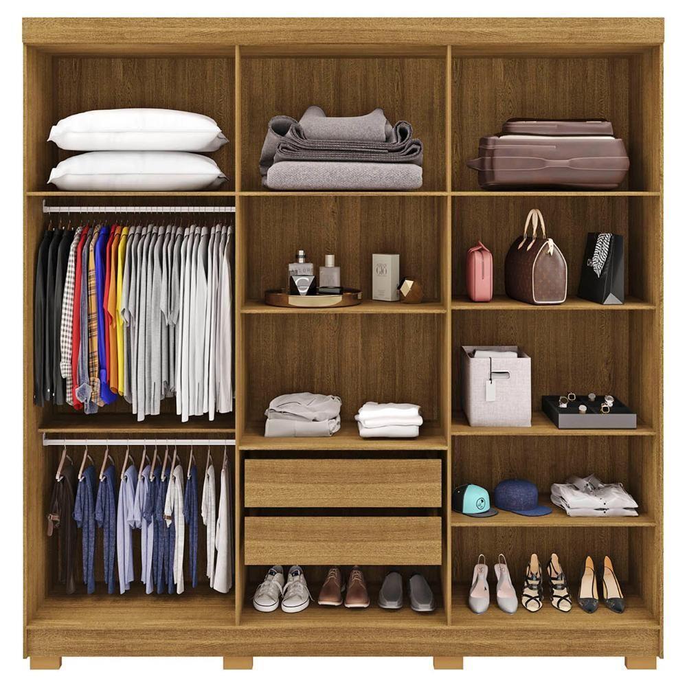 Guarda Roupa Casal 218cm Com Espelho Elegance Nature/champanhe - Vila Rica - 5