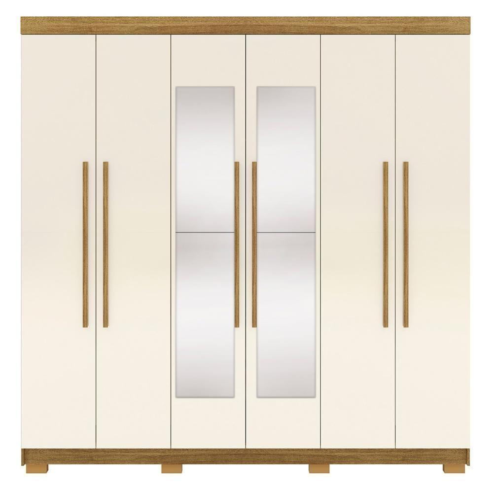 Guarda Roupa Casal 218cm Com Espelho Elegance Nature/champanhe - Vila Rica - 6