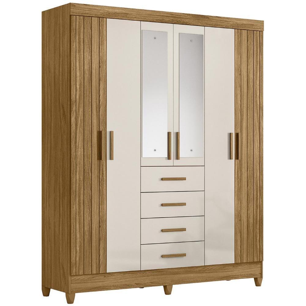 Guarda Roupa Casal 165cm Com Espelho Khani Freijó/off Z17 - Mpozenato - 1