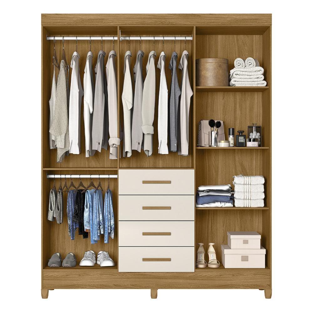 Guarda Roupa Casal 165cm Com Espelho Khani Freijó/off Z17 - Mpozenato - 5