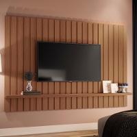 Painel Tv 70 Pol 200cm Suspenso Ripado Link Castanho - Hb Móveis - 1
