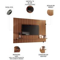 Painel Tv 70 Pol 200cm Suspenso Ripado Link Castanho - Hb Móveis - 3
