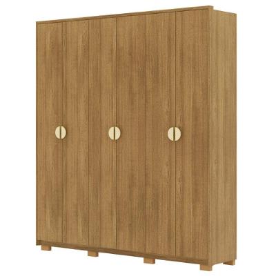 Guarda Roupa Casal Leo Nature V02 6 Portas de Bater 4 Gavetas Nature MDF Mpozenato