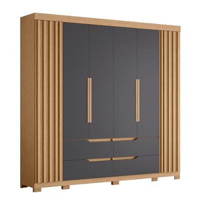 Guarda Roupa Casal Doble 6 Portas Bater 4 Gavetas Freijó-Titanium Albatroz Móveis