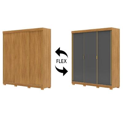 Guarda Roupa Casal 200cm 3 Portas Porto Flex Nature/alasca - Vila Rica