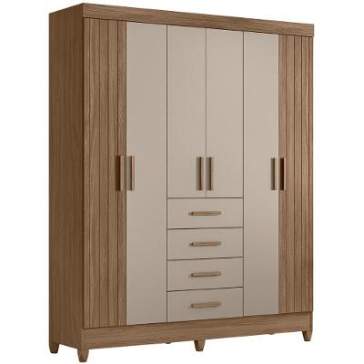Guarda Roupa Casal 165cm 6 Portas Khani Carvalho/fendi Z17 - Mpozenato