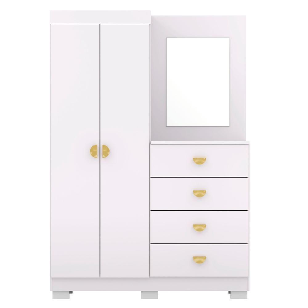 Guarda Roupa Cômoda Com Espelho 120cm Rita Flex Branco V02 - Mpozenato - 7