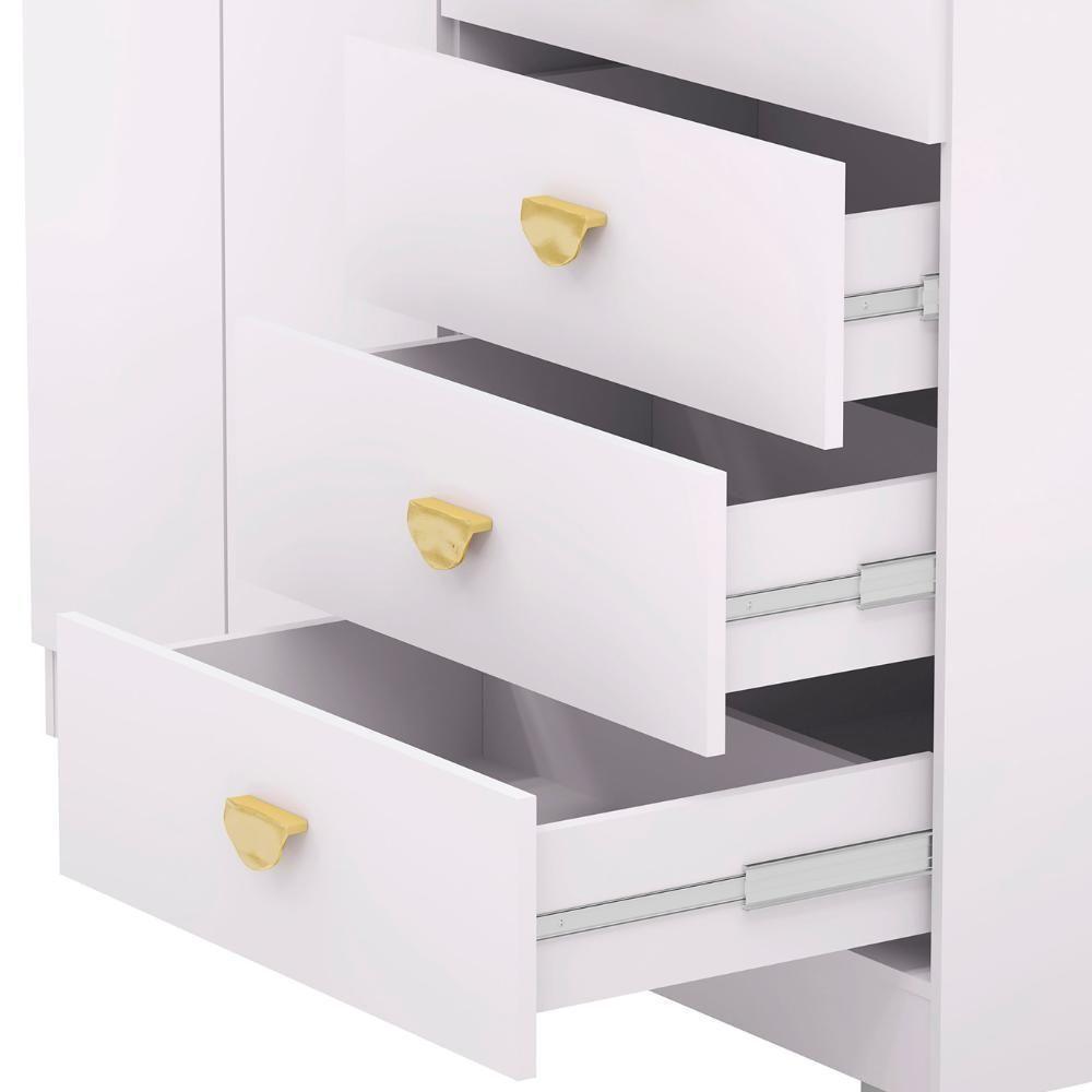 Guarda Roupa Cômoda Com Espelho 120cm Rita Flex Branco V02 - Mpozenato - 8