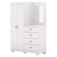 Guarda Roupa Cômoda Com Espelho 120cm Rita Flex Branco V02 - Mpozenato - 1