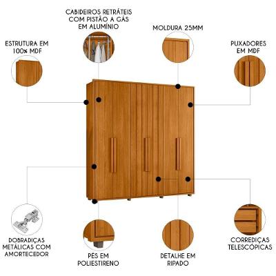 Guarda Roupa Casal Barok Cinamomo Z10 6 Portas de Bater 4 Gavetas Cinamomo Mpozenato