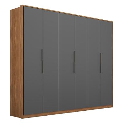 Guarda Roupa Casal Atrice D02 6 Portas de Bater 6 Gavetas Amendola-grafito Mpozenato