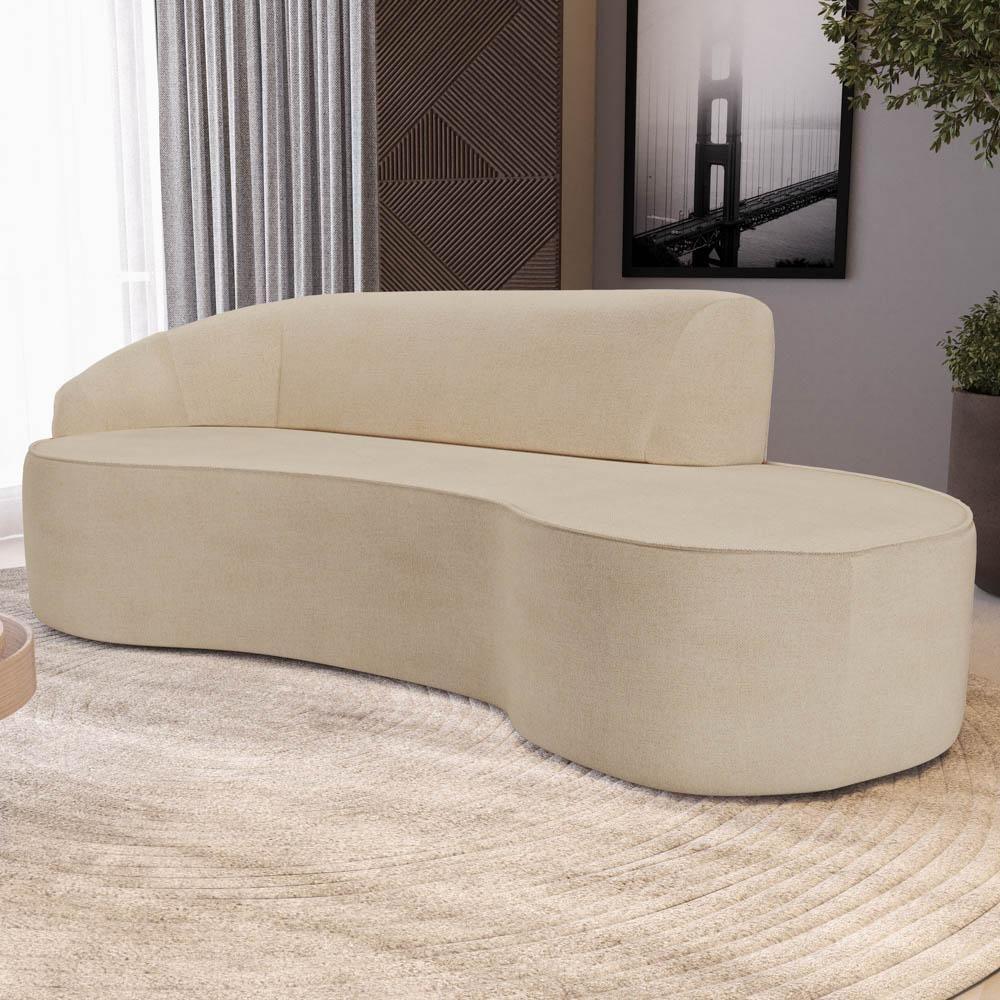 Sofá Living 3 Lugares 210cm Braço Esquerdo Mozart D06 Linho Bege Escuro - Mpozenato - 2