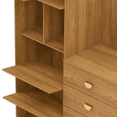 Guarda Roupa Cômoda Cristal Nature 4 Gavetas MDF com Puxador Plástico Amadeirado