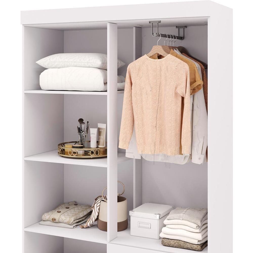 Guarda Roupa Solteiro 103cm Com Espelho Ideal Flex Branco - Vila Rica - 9