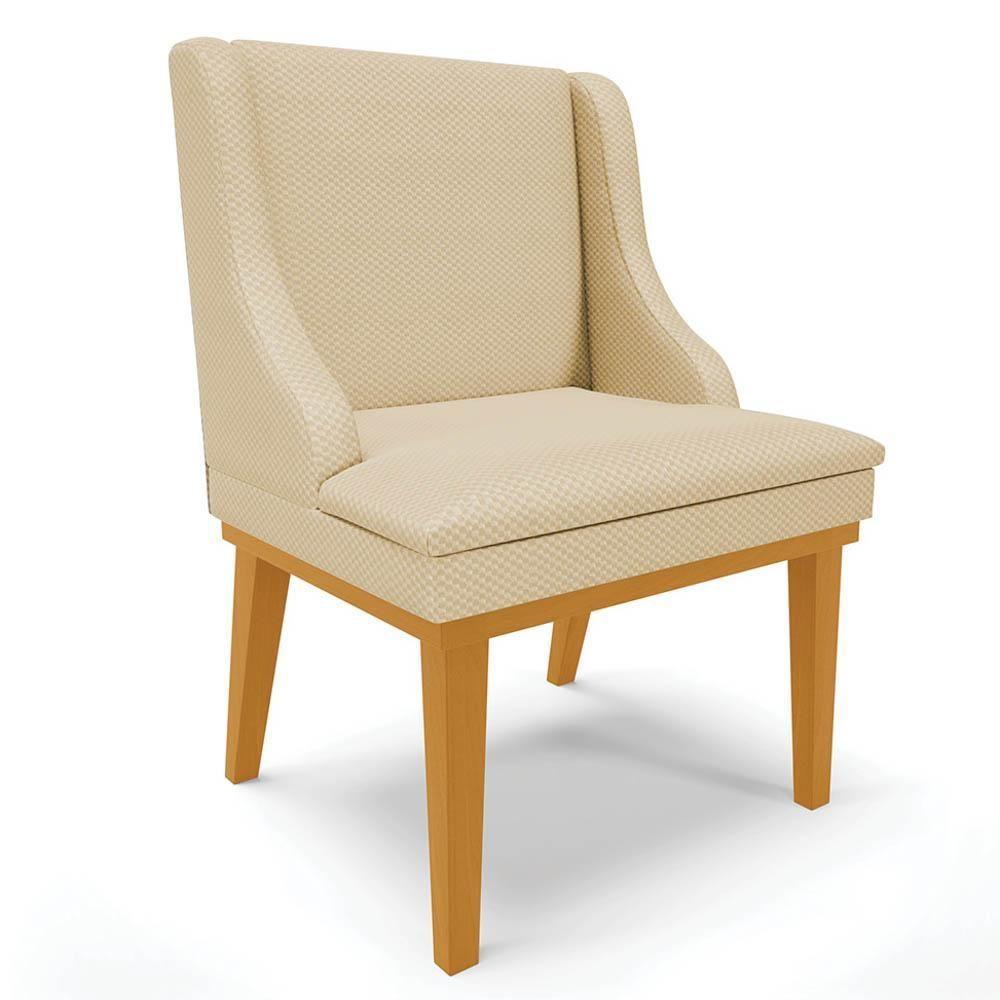 Kit 10 Cadeiras Estofadas Para Sala De Jantar Base Fixa De Madeira Castanho Lia Veludo Off White - Ibiza - 9