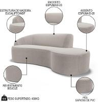 Sofá Living 4 Lugares 280cm Braço Esquerdo Mozart D06 Bouclê Bege - Mpozenato - 3