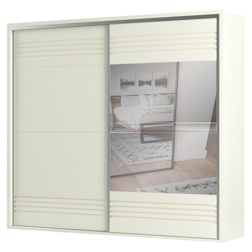 Guarda Roupa Casal Com Espelho 267cm 2 Portas 100% Mdf Tw603e Off White - Dalla Costa - 1