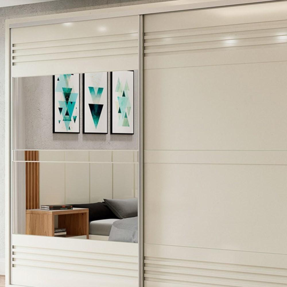 Guarda Roupa Casal Com Espelho 267cm 2 Portas 100% Mdf Tw603e Off White - Dalla Costa - 3