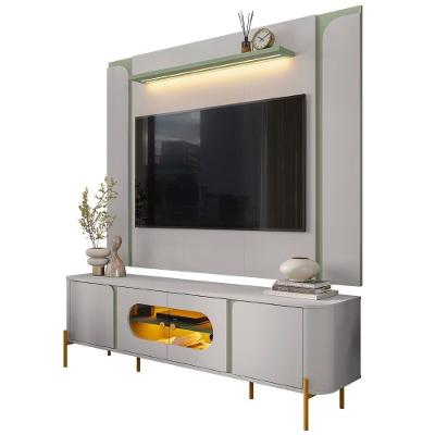 Painel Tv 75 Pol Marina E Rack Com Led 180cm Ricky Off/pistache B02 - Mpozenato
