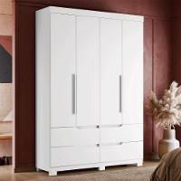 Guarda Roupa Solteiro 160cm 4 Portas Doble Branco - Albatroz - 2