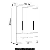 Guarda Roupa Solteiro 160cm 4 Portas Doble Cinamomo/off - Albatroz