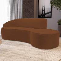 Sofá Living 3 Lugares 260cm Braço Esquerdo Mozart D06 Veludo Telha - Mpozenato - 2