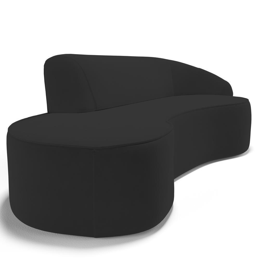 Sofá Living 3 Lugares 230cm Braço Direito Mozart D06 Veludo Preto - Mpozenato - 5