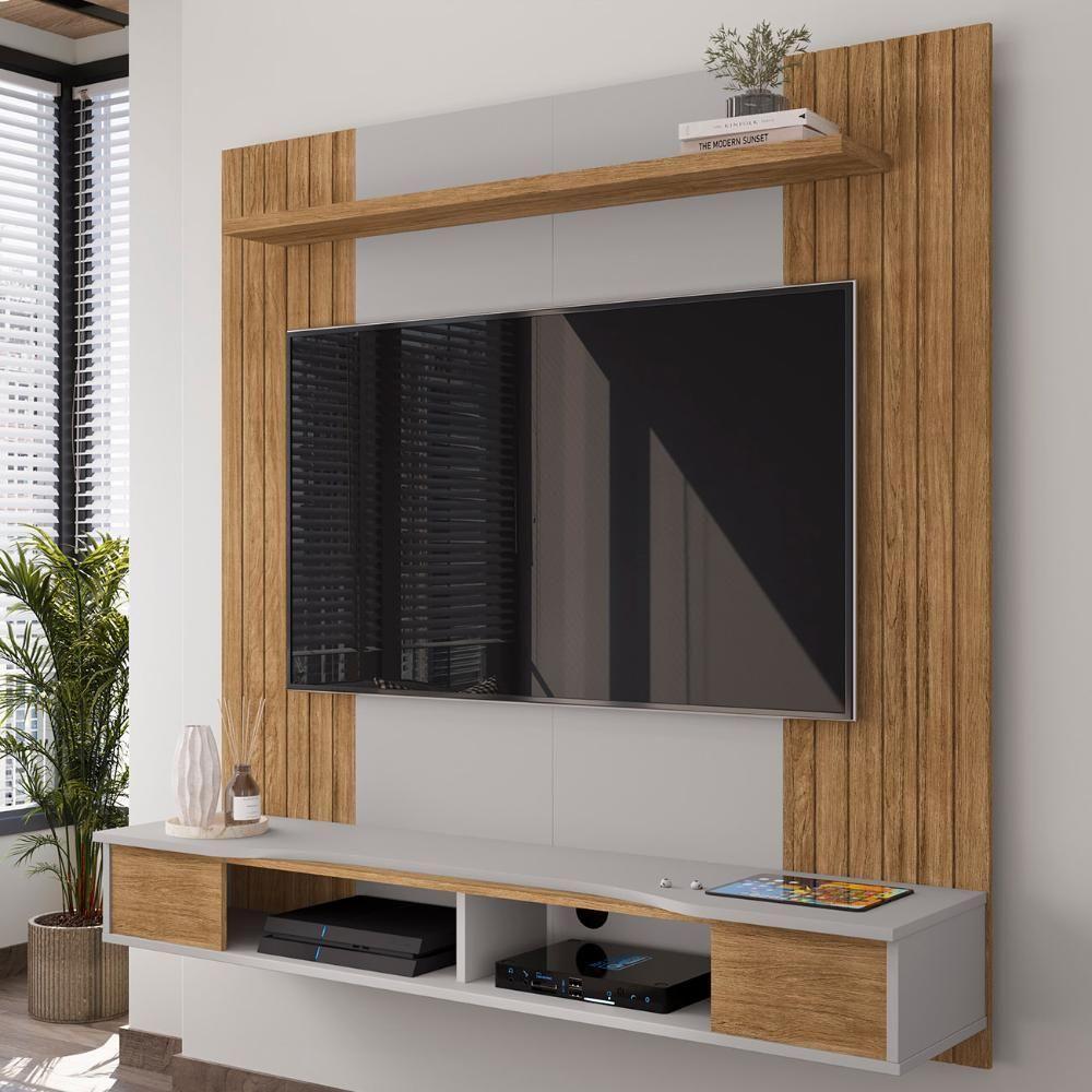 Painel Tv 55 Pol E Bancada Suspensa 136cm Foz Cinamomo/off B02 - Mpozenato - 2
