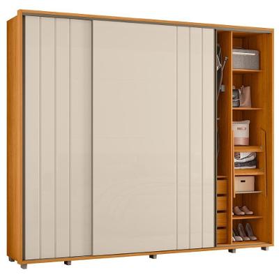 Guarda Roupa Casal Mya Z10 2 Portas de Correr 8 Gavetas Off-Cinamomo MDF Mpozenato