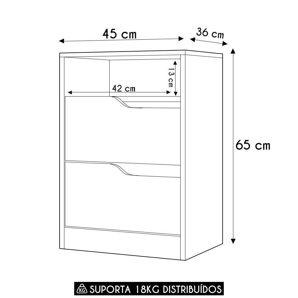 Mesa De Cabeceira 2 Gavetas Sole Flex Branco/freijó - Albatroz - 4