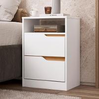 Mesa De Cabeceira 2 Gavetas Sole Flex Branco/freijó - Albatroz - 2