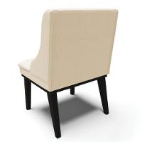 Kit 2 Cadeiras Estofadas Para Sala De Jantar Base Fixa De Madeira Preto Lia Linho Bege - Ibiza - 7