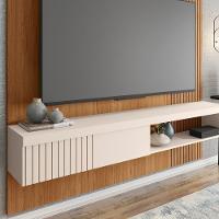Painel Para Tv 65 Pol Com Bancada Suspensa 180cm Jade Freijó/off White - Caemmun - 8