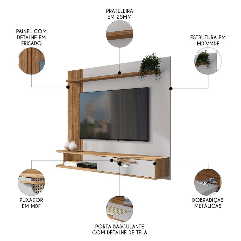 Painel Tv 65 Pol E Bancada Suspensa 161cm Malu Cinamomo/off B02 - Mpozenato - 3