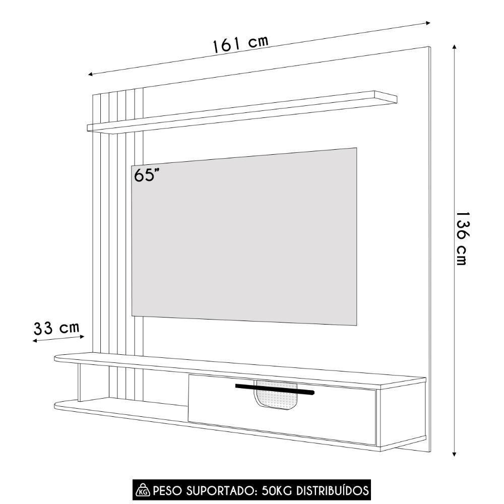 Painel Tv 65 Pol E Bancada Suspensa 161cm Malu Cinamomo/off B02 - Mpozenato - 4
