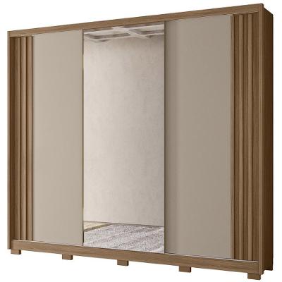 Guarda Roupa Casal 260cm 3 Portas Cali Carvalho/fendi Z17 - Mpozenato