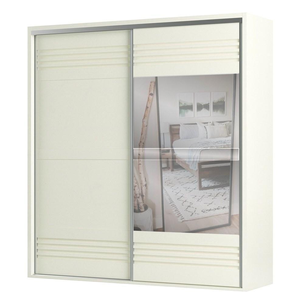 Guarda Roupa Casal Com Espelho 223cm 2 Portas 100% Mdf Tw602e Off White - Dalla Costa - 1