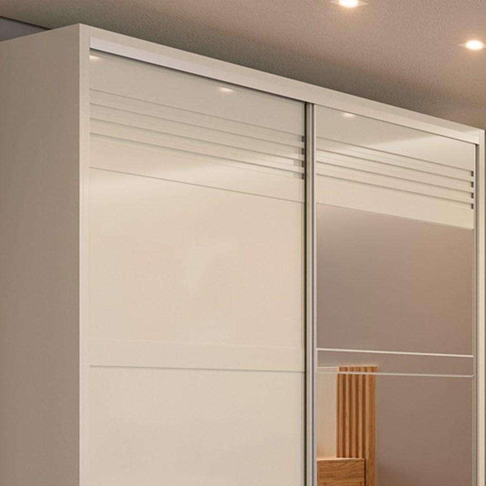 Guarda Roupa Casal Com Espelho 223cm 2 Portas 100% Mdf Tw602e Off White - Dalla Costa - 3